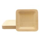 Tablecraft BAMDSP7 7" Square Bamboo Disposable Plate - Bamboo, Natural thumbnail 2