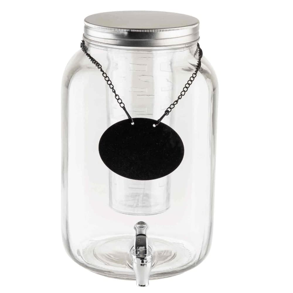 Tablecraft BDG3000 2 Gallon Mason Jar™ Round Glass Beverage Dispenser w/ Infuser - Clear