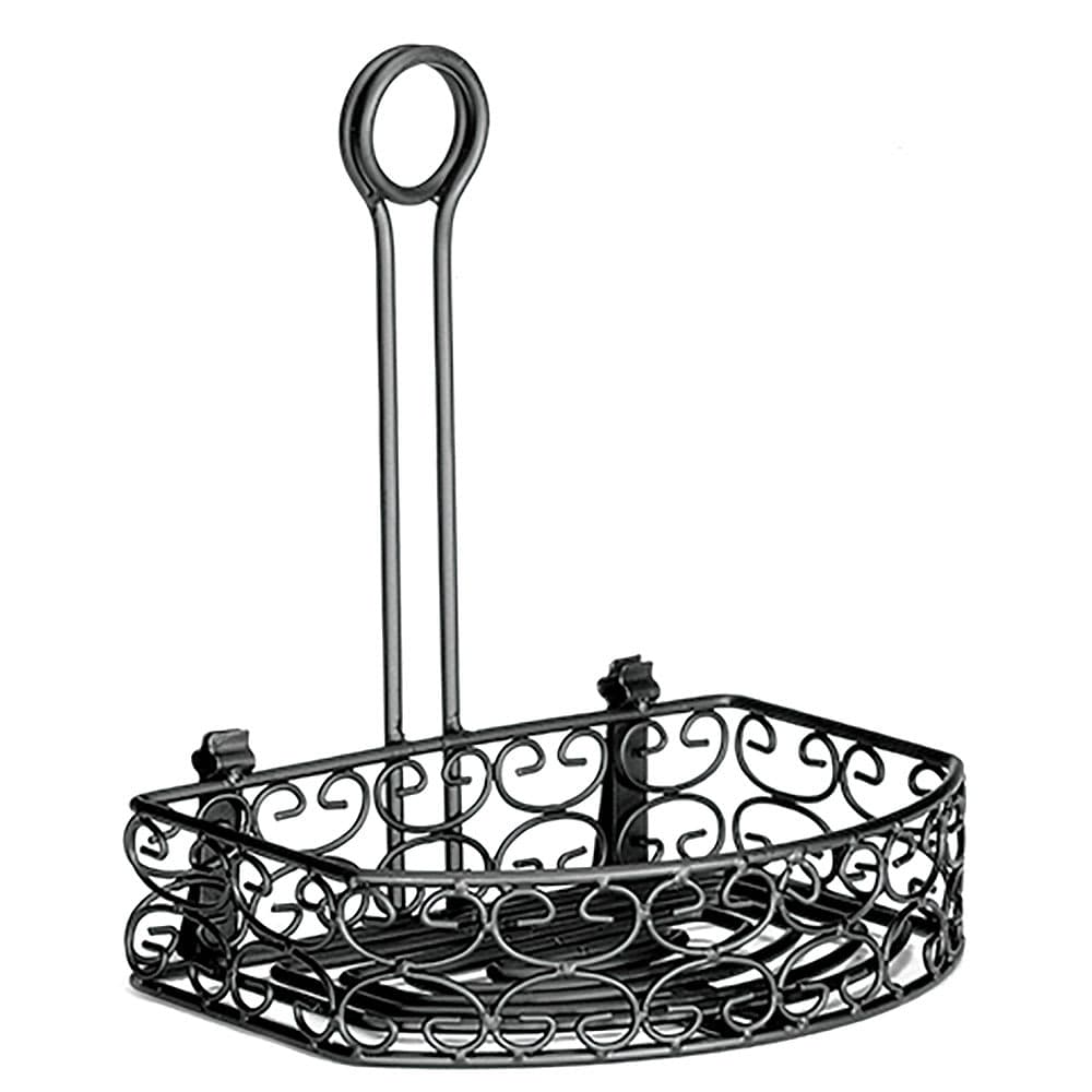 Tablecraft BK259512 Half-Moon Condiment Caddy - Metal, Black