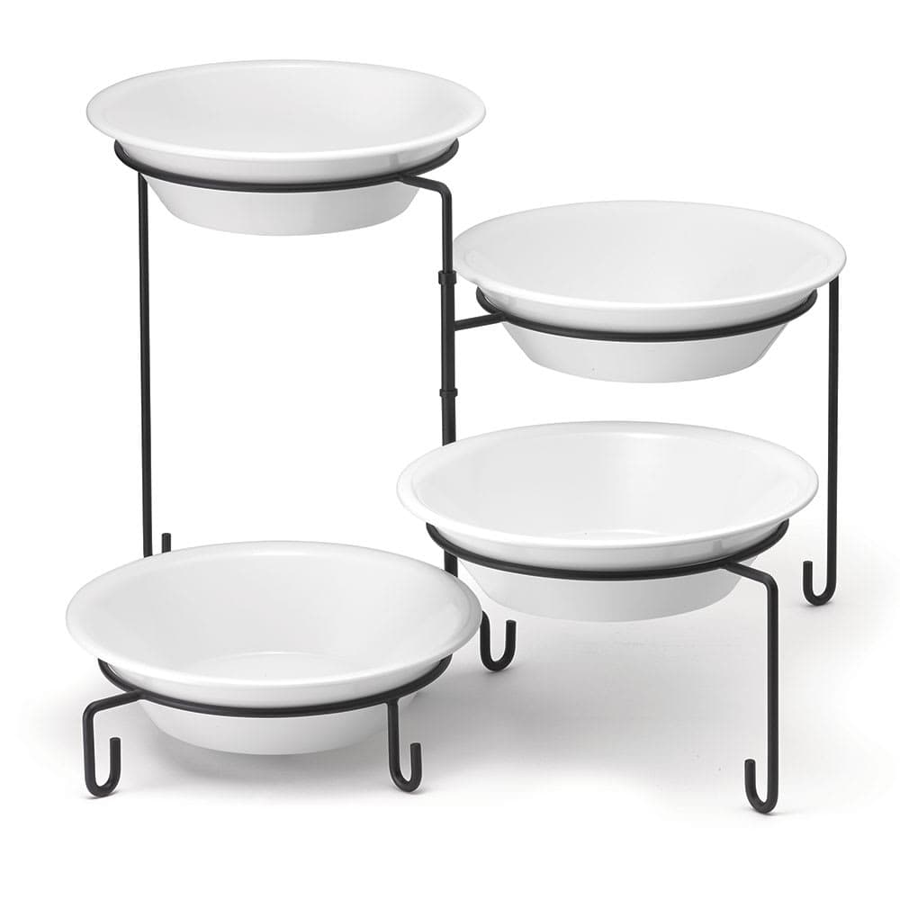 Tablecraft BKP4 Four Tiered Stand, 9 Dia x 14 1/2"H, Metal, Black