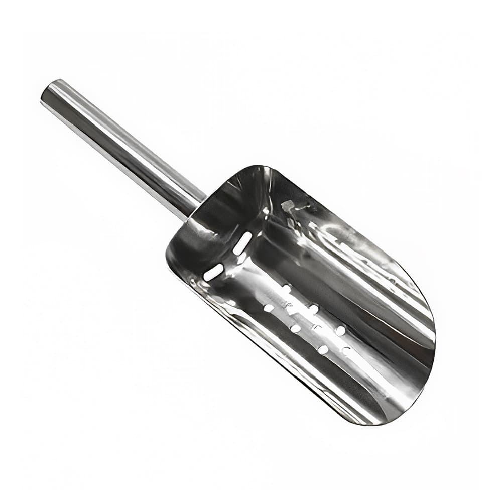 Tablecraft BSC1216 16 oz Round Ice Scoop w/ Drainage Holes - Stainless Steel