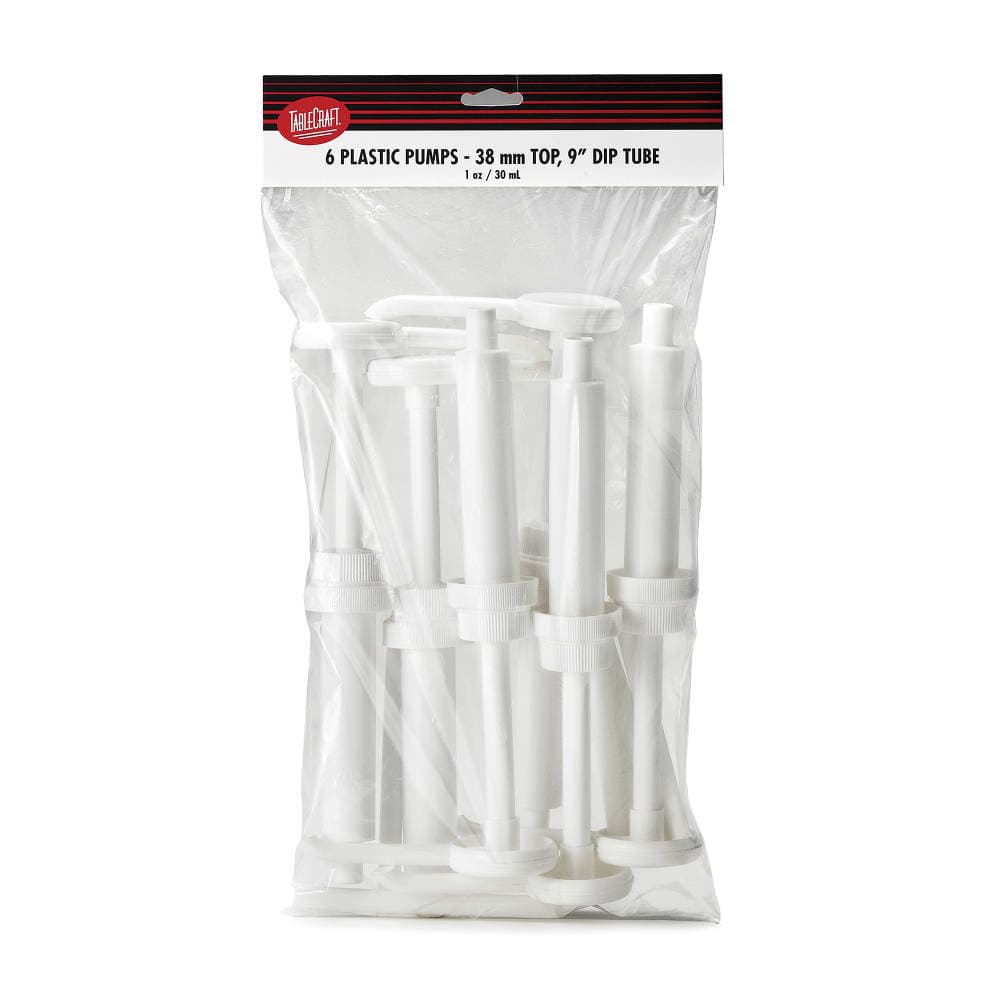 Tablecraft C66238 1 oz Syrup Pump w/ 9" Dip Tube - Plastic, White