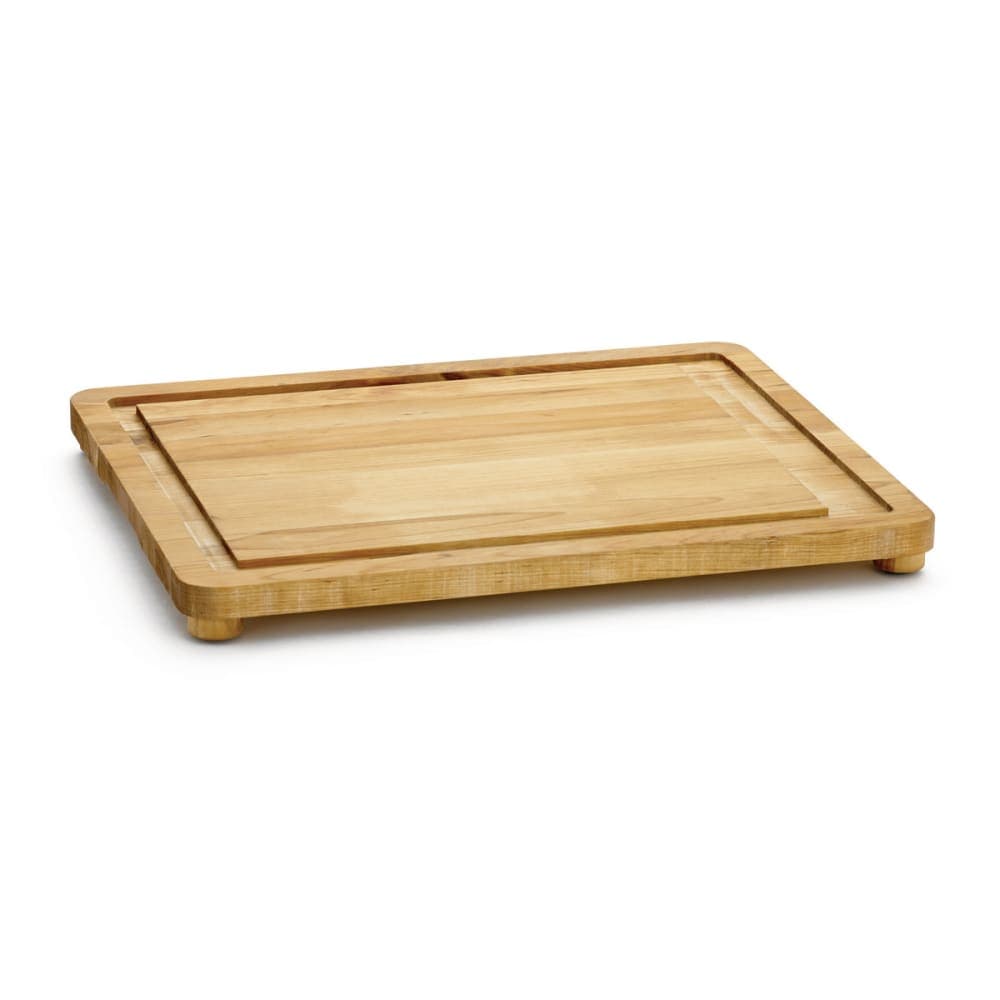 Tablecraft CBW20161L Wood Cutting Board w/ Wooden Legs & Grooved Edge, 16" x 20", Birchwood