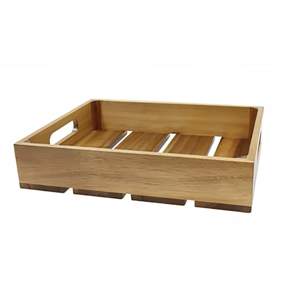 Tablecraft CRATE11 Rectangular Serving/Display Crate - 20 3/4" x 12 3/4" x 2 3/4", Wood, Acacia