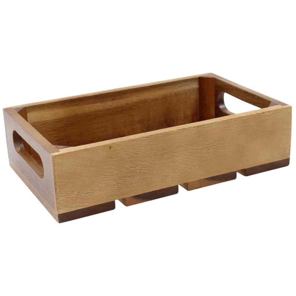 Tablecraft CRATE14 Rectangular Serving/Display Crate - 10 3/8" x 6 1/2" x 2 3/4", Wood, Acacia