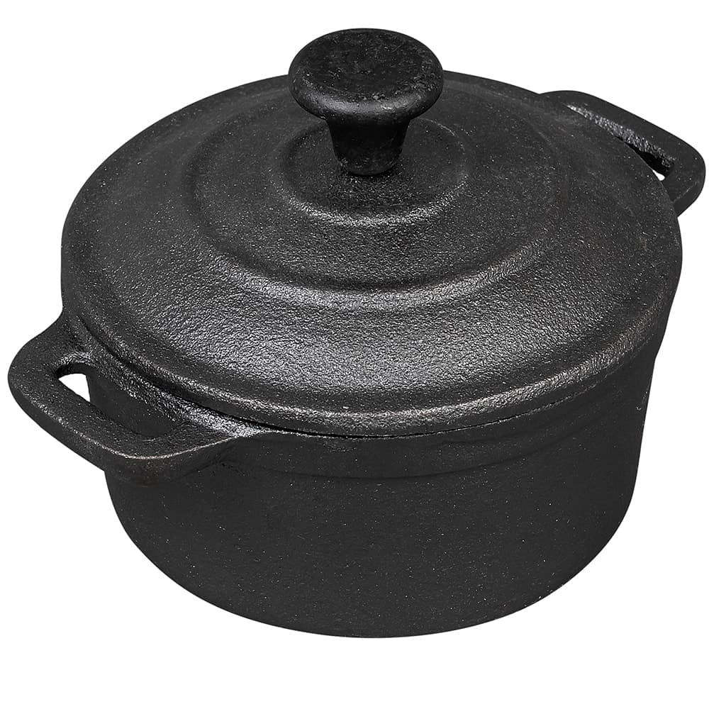 Tablecraft CW30110 8 oz Round Casserole Dish - Cast Iron, Black