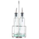 Tablecraft H918N 8 1/2 oz Cruet Set w/ Chrome Rack - Glass, Green Tint thumbnail 3