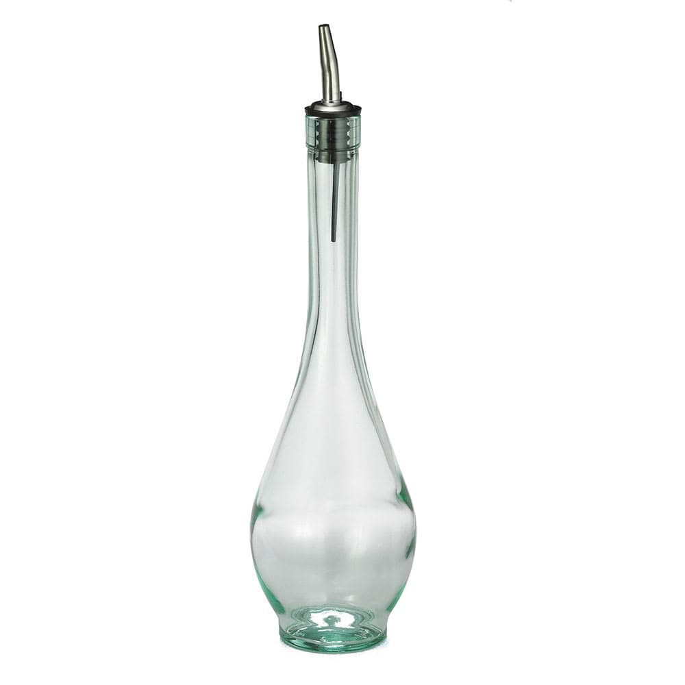 Tablecraft H931 16 oz Cruet w/ Stainless Steel Pourer - Glass, Green Tint