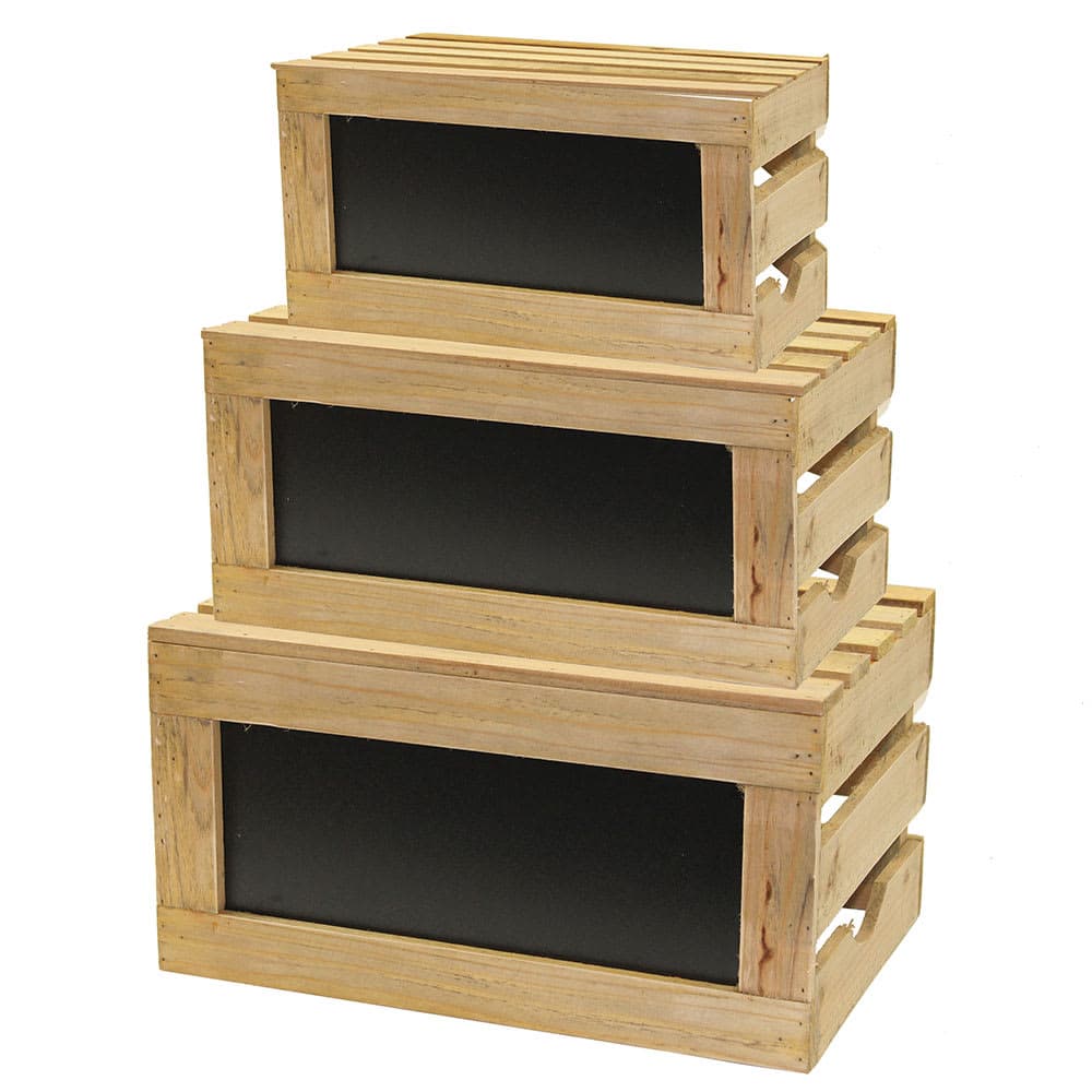 Tablecraft RCBCRATE1 Crate Riser Set w/ Chalkboard - Natural Wood
