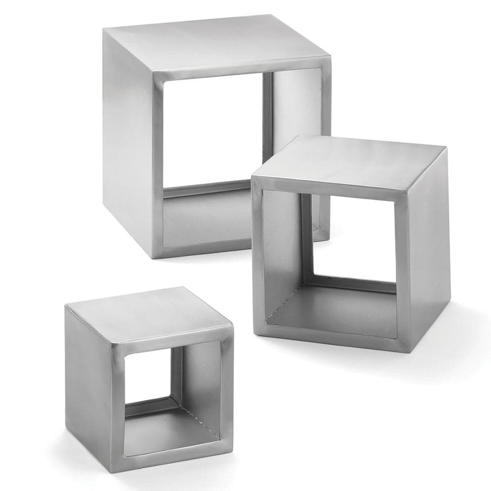 Tablecraft RS3 Square Brushed Stainless Steel Riser Set, 3 Piece, 5 & 7 & 9" Squares