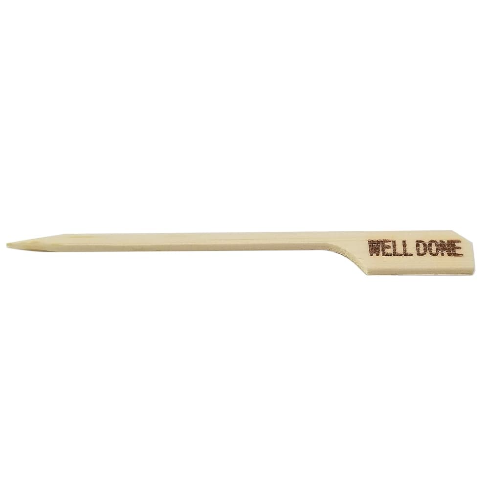 Tablecraft WELLDONE 3 1/2" Bamboo Meat Marker Pick, Well Done