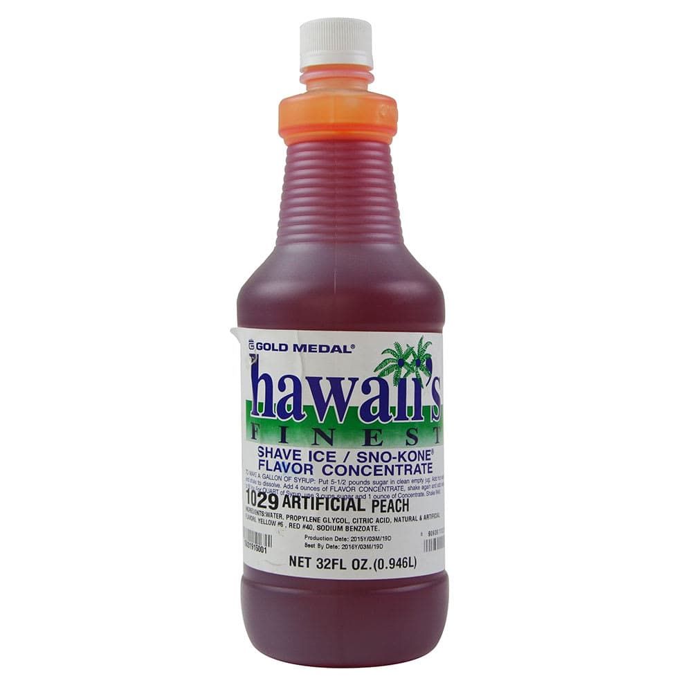 Gold Medal 1029 1 qt Peach Snow Cone Syrup Concentrate