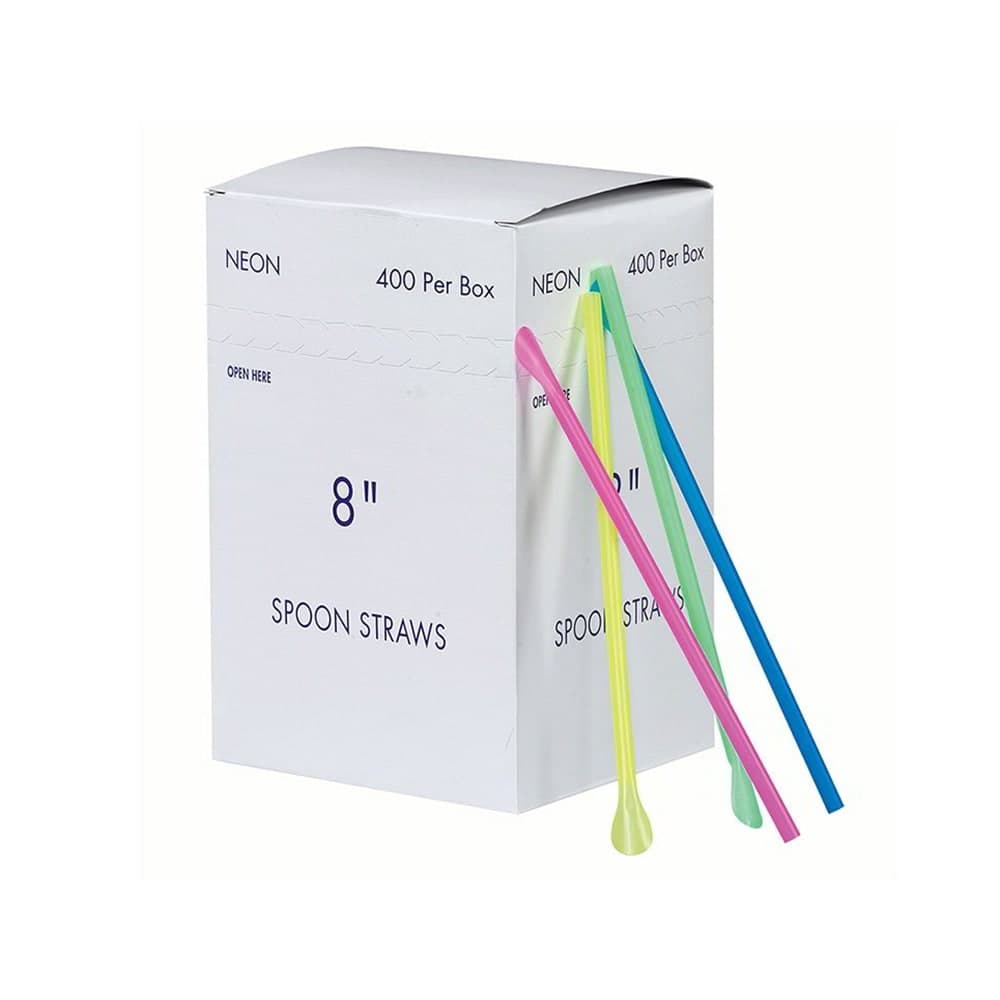 Gold Medal 1120 8" Neon Plastic Disposable Spoon Straws