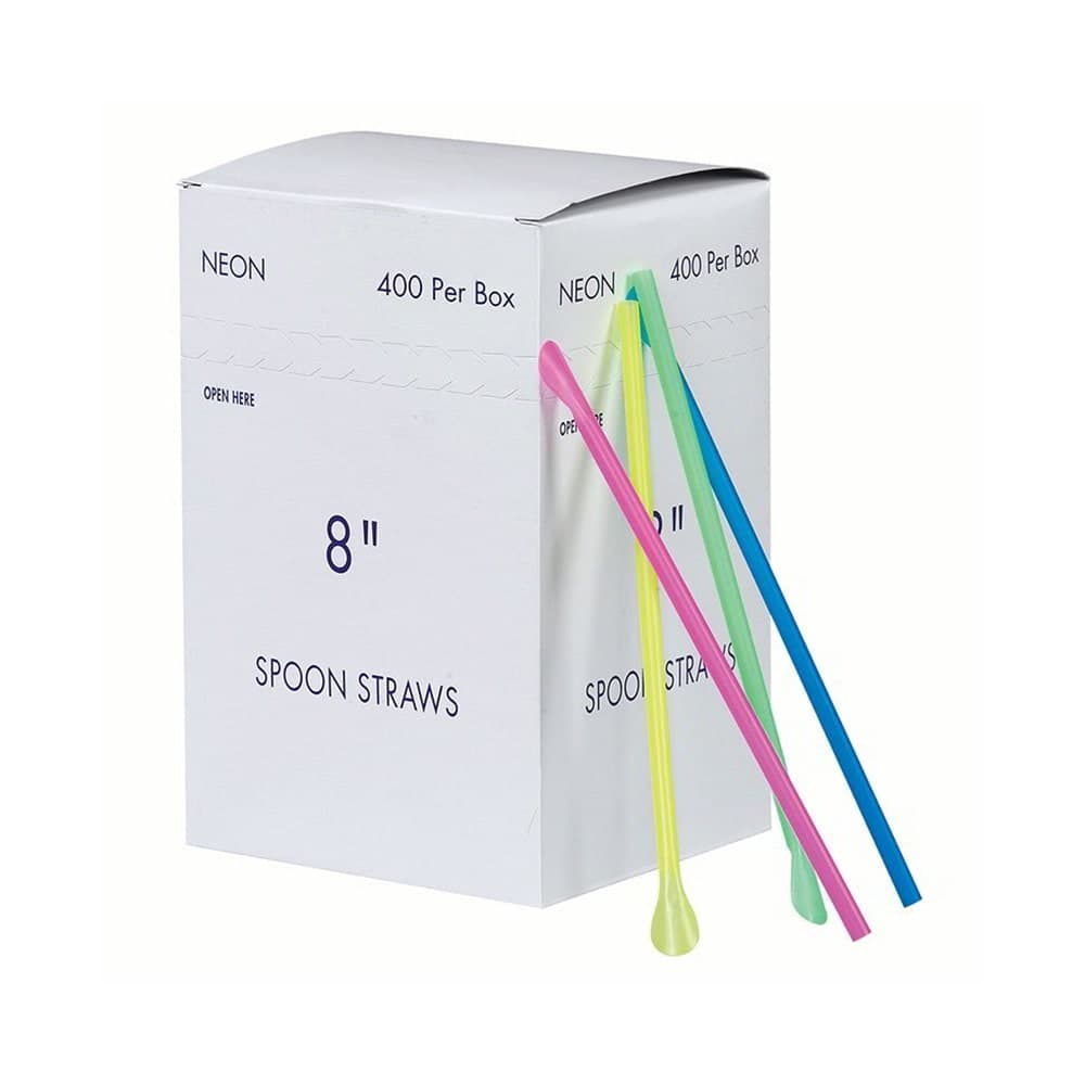 Gold Medal 1120M 8" Neon Plastic Disposable Spoon Straws