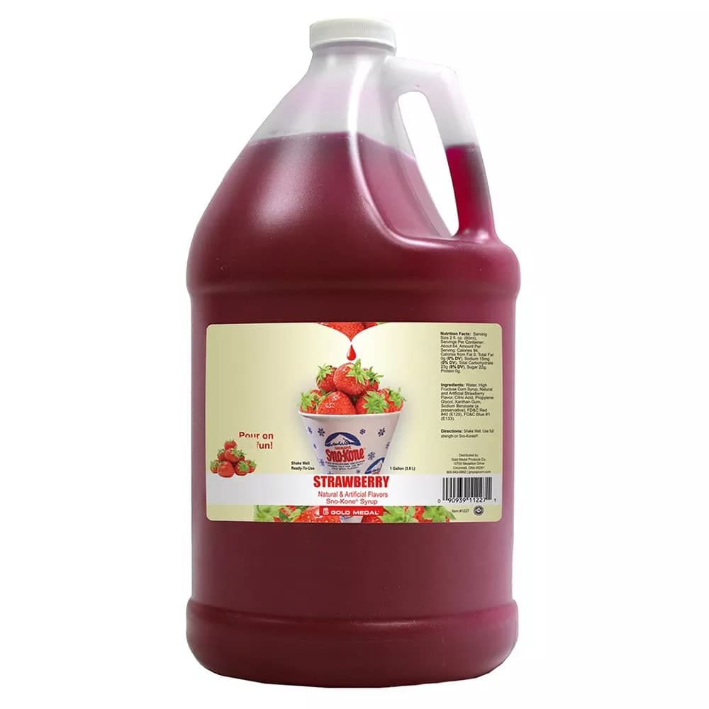Gold Medal 1227S Strawberry Snow Cone Syrup Sweetened w/ Saccharin, Ready-To-Use, (4) 1 gal Jugs