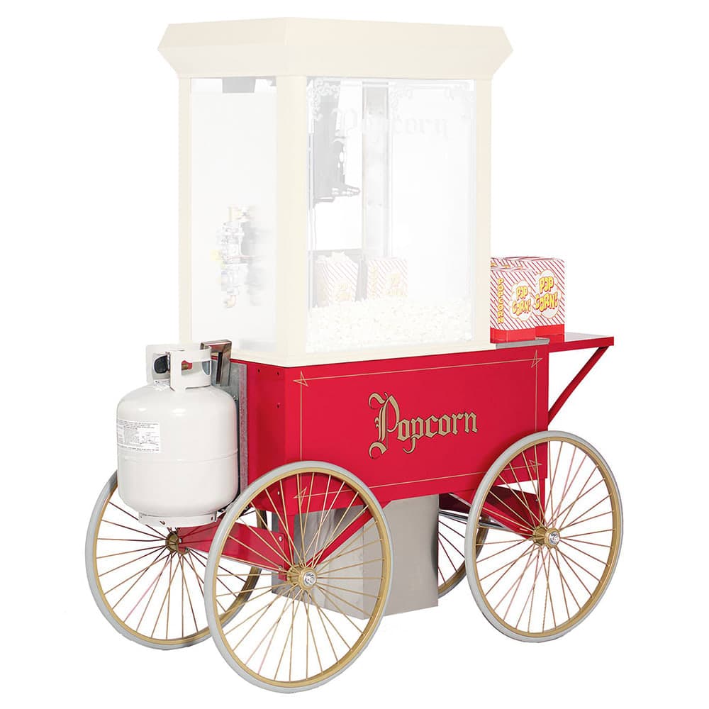Gold Medal 2936GW Steerable Wagon w/ Left-Side Liquid Propane Gas Tank Kit & 4 Spoke Wheels, Stainless, Red