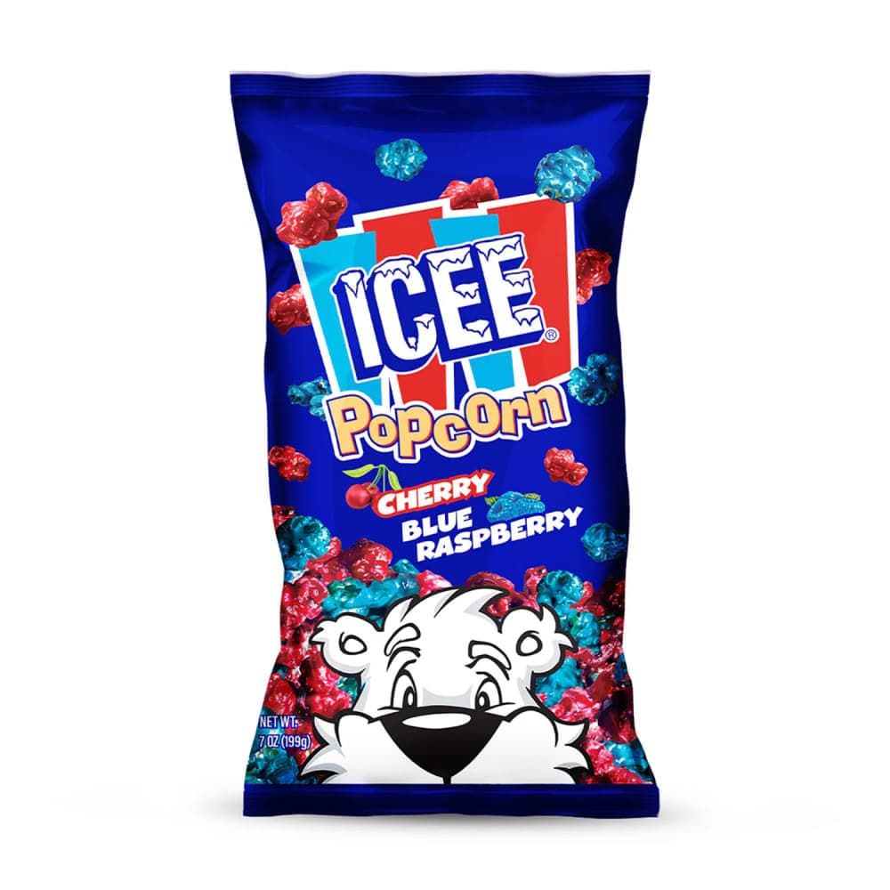 Gold Medal 3762 7 oz Bagged ICEE® Cherry & Blue Raspberry Popcorn
