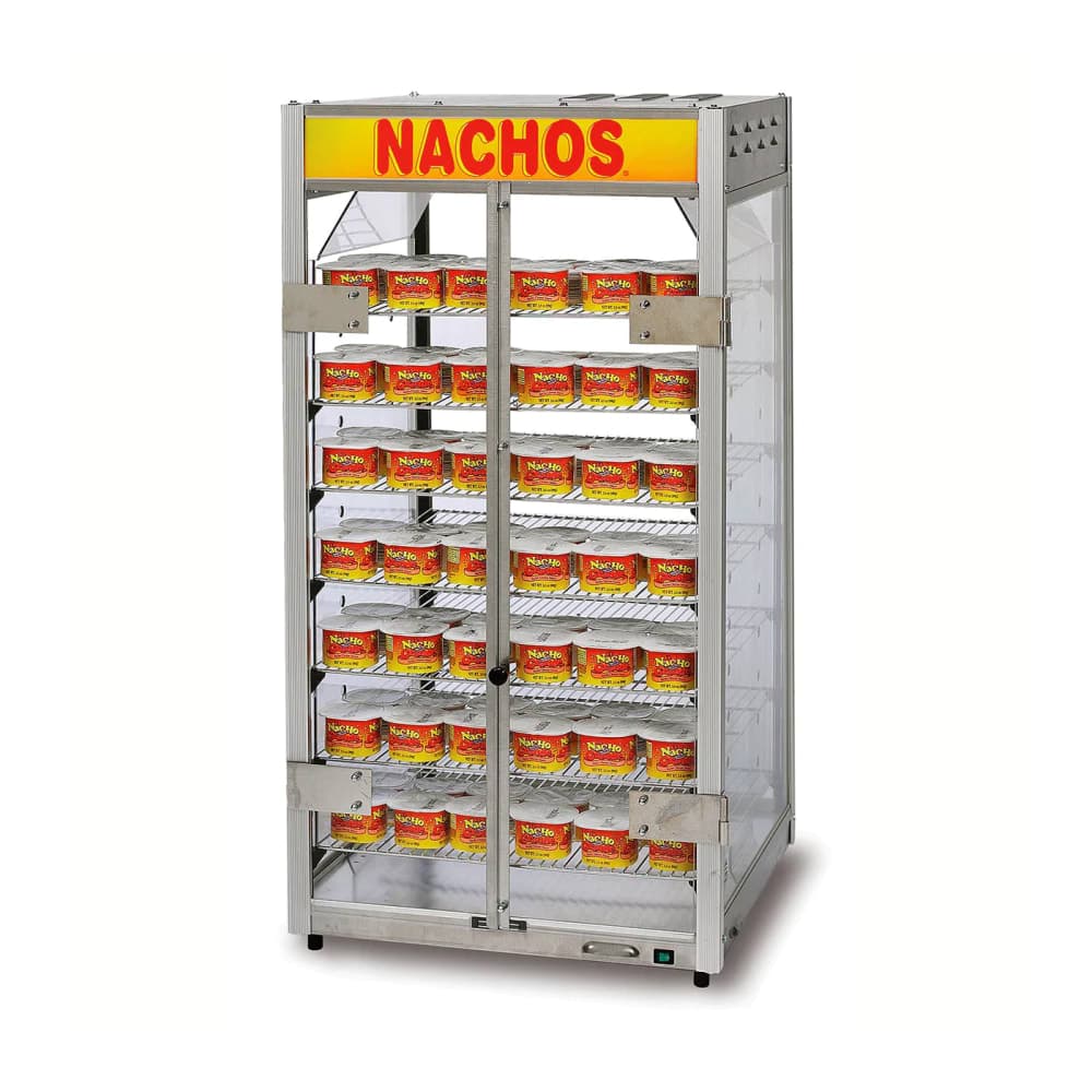 Gold Medal 5588-00-100 12" Countertop Grande Nacho Portion Pak Display w/ 5 Shelves & 2 Lift Out Doors, 120v