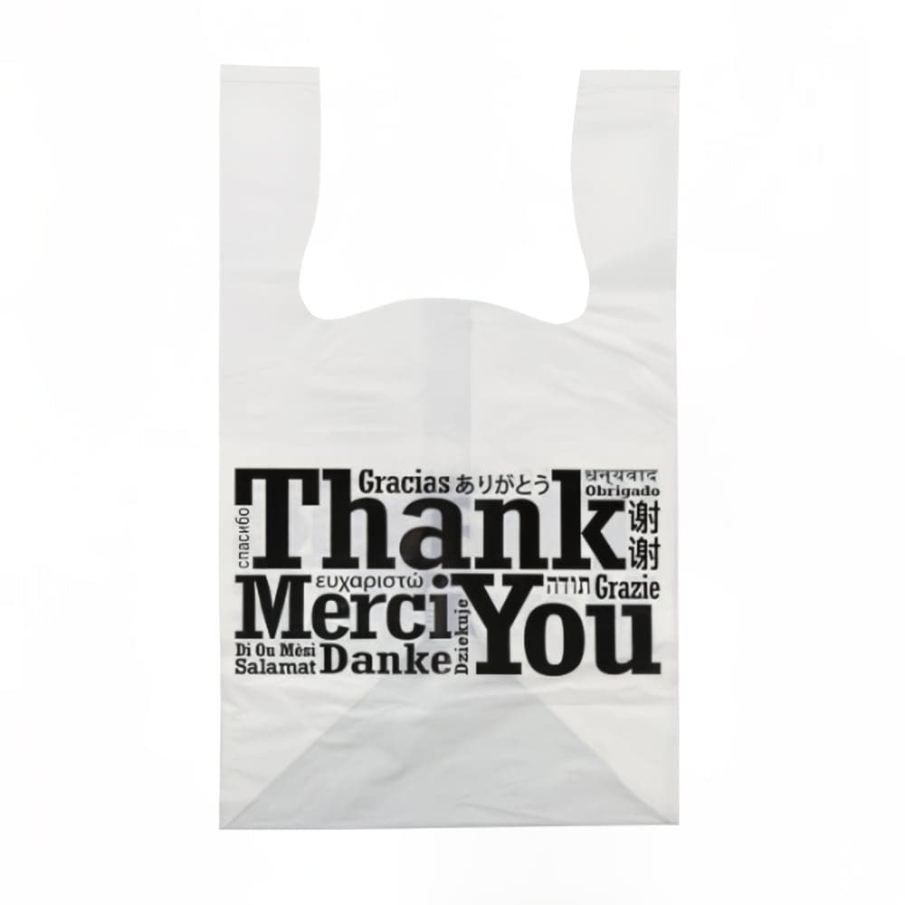 AmerCareRoyal &quot;Thank You&quot; T-Shirt Bag - 11 1/2&quot;L x 10 1/2&quot;W, HDPE, White (TBFB1110HD)