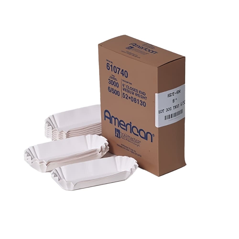 Handy Wacks 8" Hot Dog Tray - Paper, White (HDT-8M)