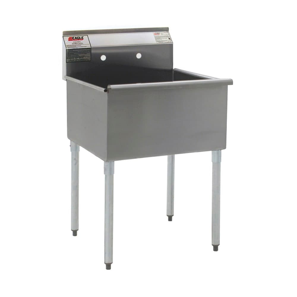 Eagle Group 1824-1-16/4 Utility Sink - 1-Bowl & 8" Splash, Galvanized Legs, 16/430 Steel, 18x24x14