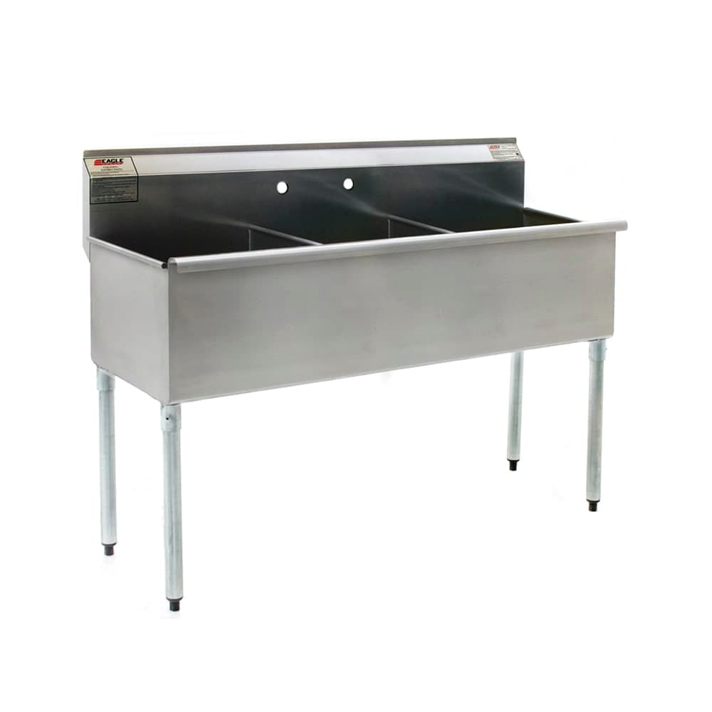 Eagle Group 1836-3-16/4 37 3/8" 3 Compartment Sink w/ 12"L x 18"W Bowl, 13 3/8" Deep