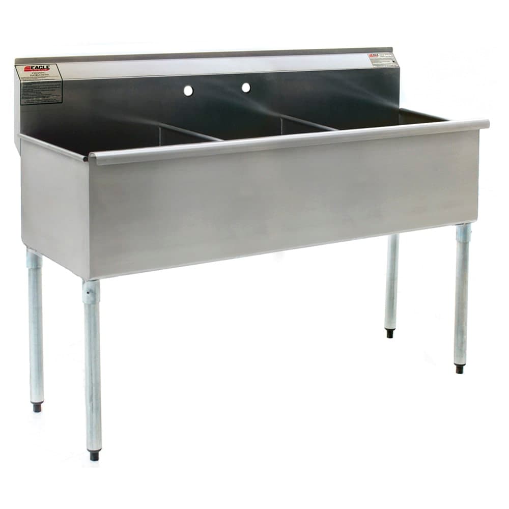 Eagle Group 2136-3-16/4 37 3/8" 3 Compartment Sink w/ 12"L x 21"W Bowl, 13 3/8" Deep
