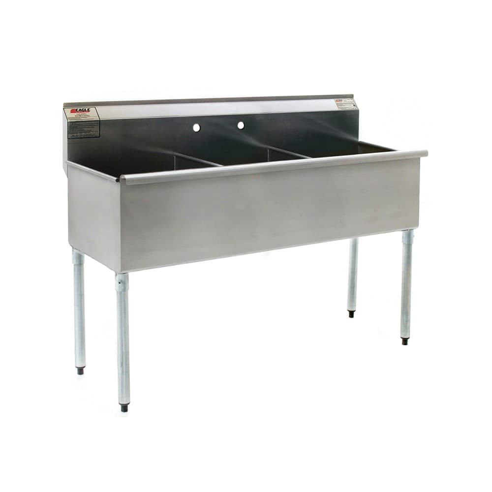 Eagle Group 2154-3-16/4 55 3/8" 3 Compartment Sink w/ 18"L x 21"W Bowl, 13 3/8" Deep