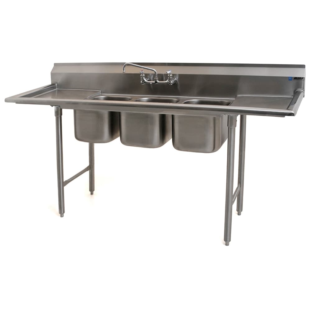 Eagle Group 310-10-3-18 72" 3 Compartment Sink w/ 10"L x 14"W Bowl, 9 3/4" Deep