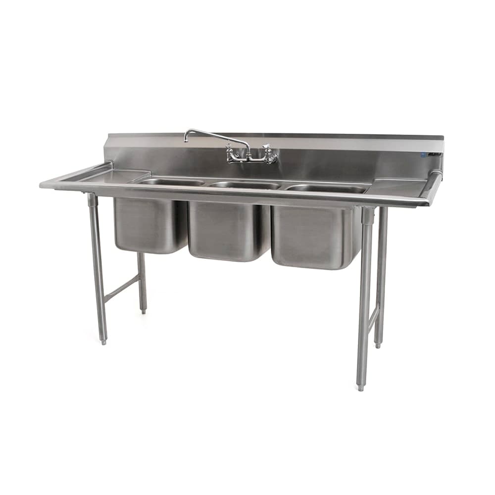 Eagle Group 312-14-3-12 72" 3 Compartment Sink w/ 16"L x 14"W Bowl, 12" Deep