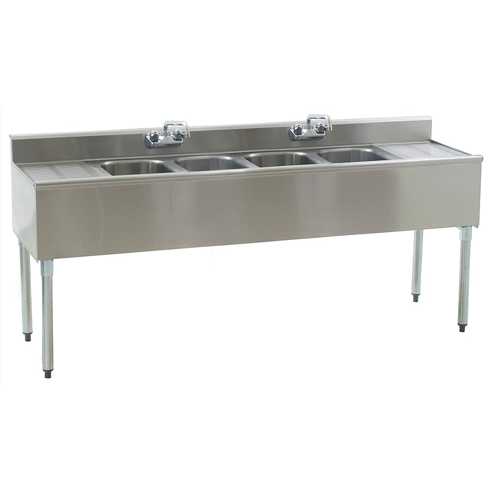 Eagle Group B6C-4-18 72" Underbar Sink Unit w/ (4) Compartments, 12 1/2" Left & Right Drainboards