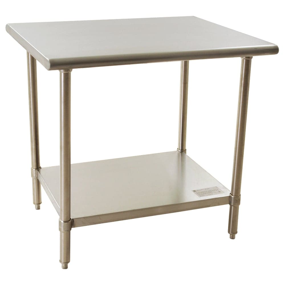 Eagle Group BPT-2436EL 36" 18 ga Work Table w/ Undershelf & 430 Series Stainless Flat Top