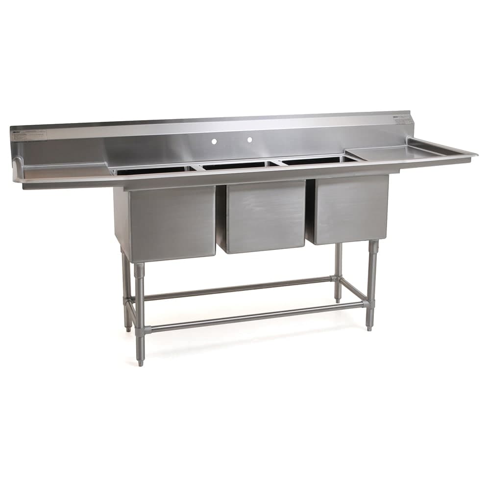 Eagle Group FN2048-3-18-14/3 90" 3 Compartment Sink w/ 16"L x 20"W Bowl, 14" Deep