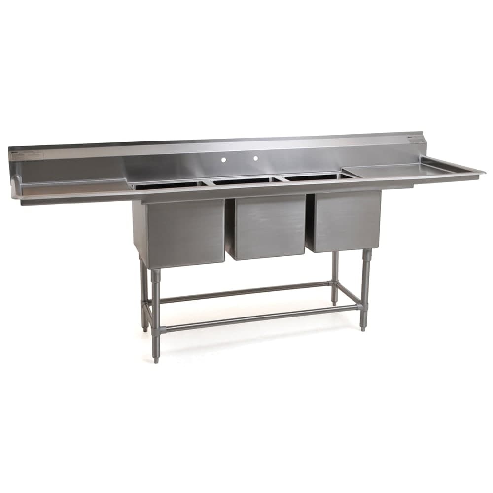 Eagle Group FN2860-3-24-14/3 114" 3 Compartment Sink w/ 20"L x 28"W Bowl, 14" Deep