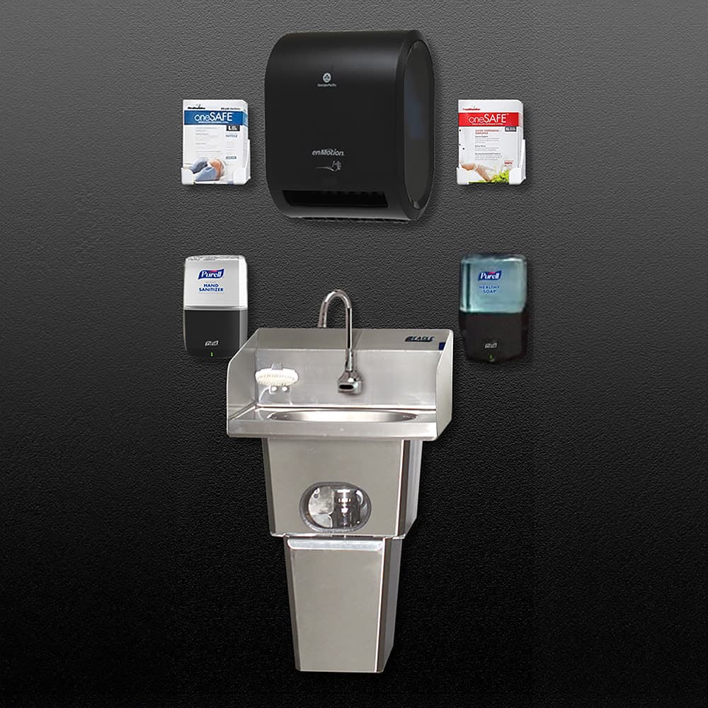 Eagle Group HFL-5000-LRS Wall Mount Touchless Hand Sink w/ Waste Receptacle, Side Splashes