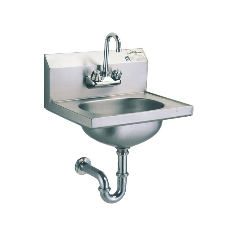 Eagle Group HSA-10-FA Wall Mount Commercial Hand Sink w/ 13 1/2"L x 9 3/4"W x 6 3/4"D Bowl, Gooseneck Faucet