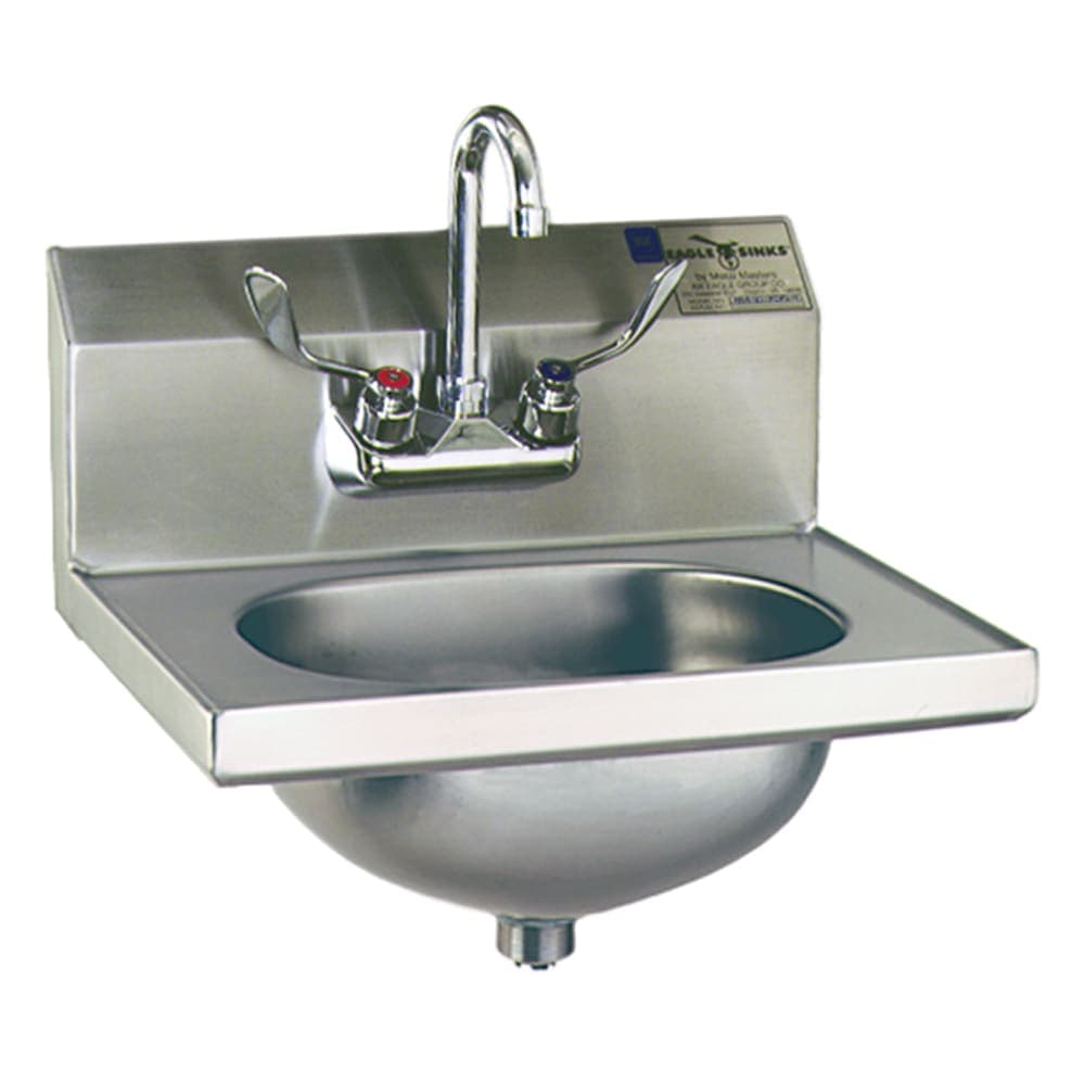 Eagle Group HSA-10-FW-1X Wall Mount Hand Sink w/ 13 1/2"L x 9 3/4"W x 6 3/4"D Bowl, Basket Drain