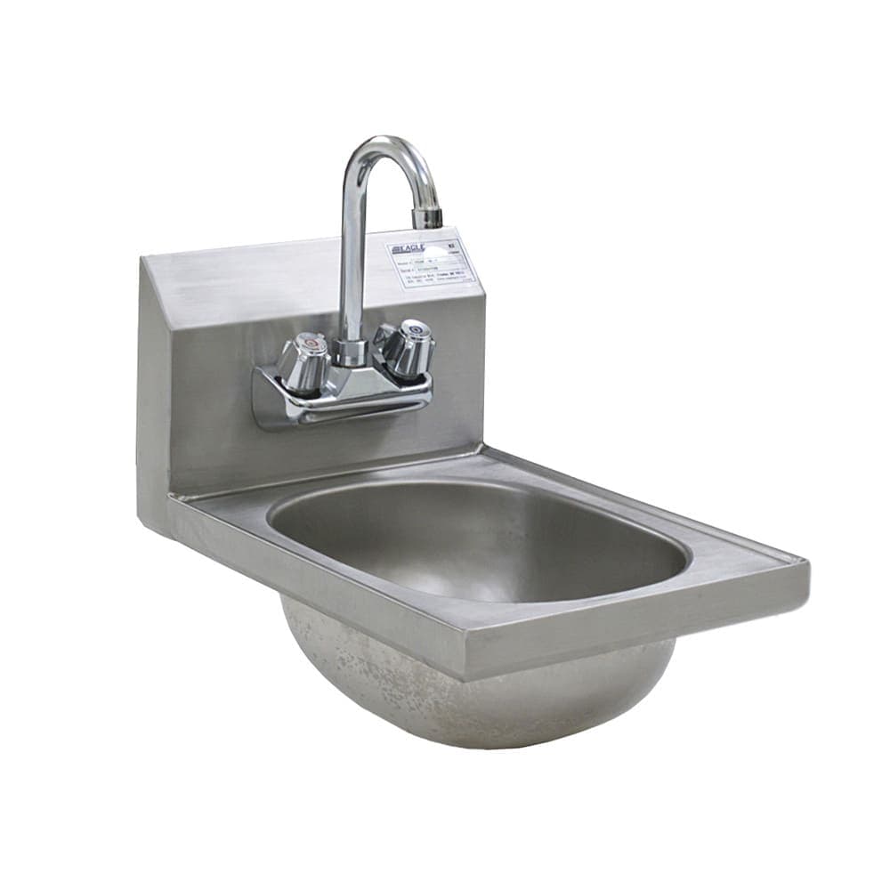 Eagle Group HSAN-10-F Wall Mount Commercial Hand Sink w/ 9 3/4"L x 13 1/2"W x 6 3/4"D Bowl, Gooseneck Faucet