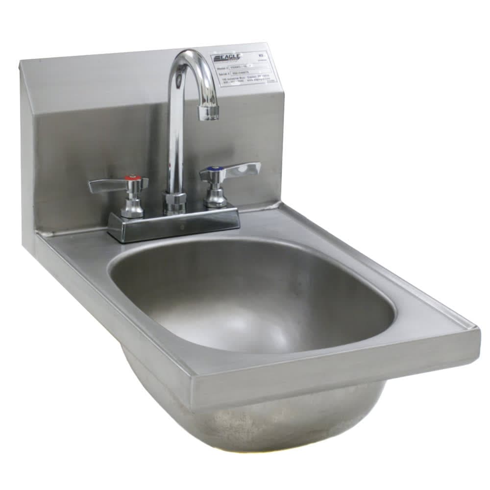 Eagle Group HSAND-10-F Wall Mount Commercial Hand Sink w/ 9 3/4"L x 13 1/2"W x 6 3/4"D Bowl, Gooseneck Faucet