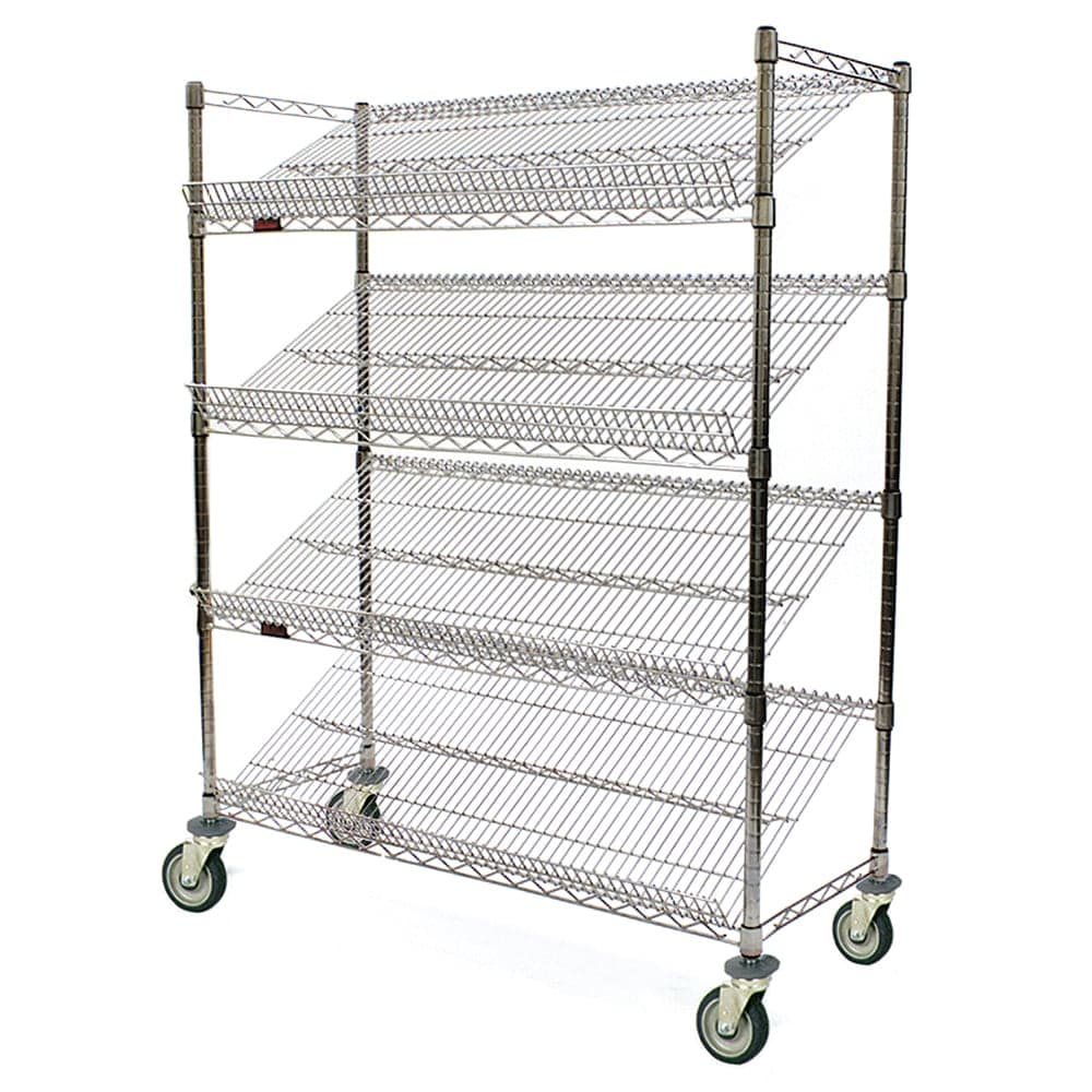 Eagle Group M1848C-4 Visual Merchandising Cart - (4) 18x48" Shelves, Zinc Finish