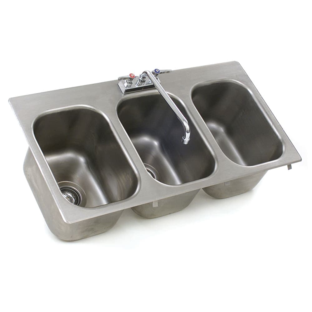 Eagle Group SR10-14-9.5-3 (3) Compartment Drop-in Sink - 10" x 14", Drain Included