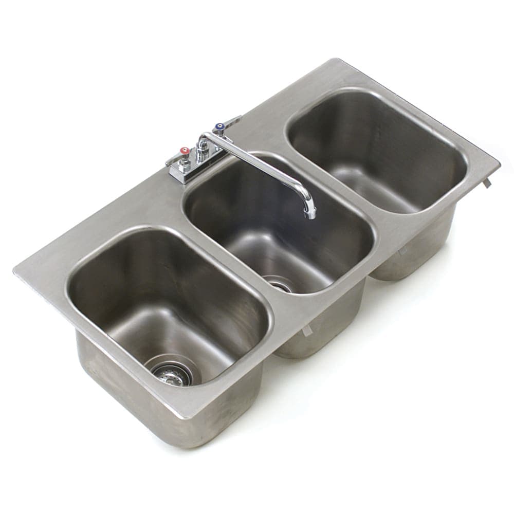 Eagle Group SR14-16-9.5-3 (3) Compartment Drop-in Sink - 14" x 16", Drain Included