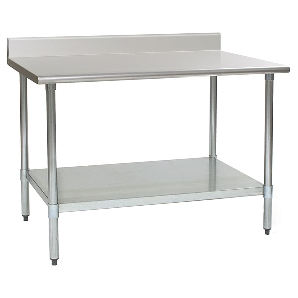 Eagle Group T2448B-BS 48" 16 ga Work Table w/ Undershelf & 430 Series Stainless Top, 4 1/2" Backsplash