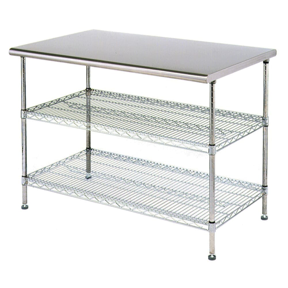 Eagle Group T2448EBW 48" 16 ga Work Table w/ Undershelves & 304 Series Stainless Flat Top