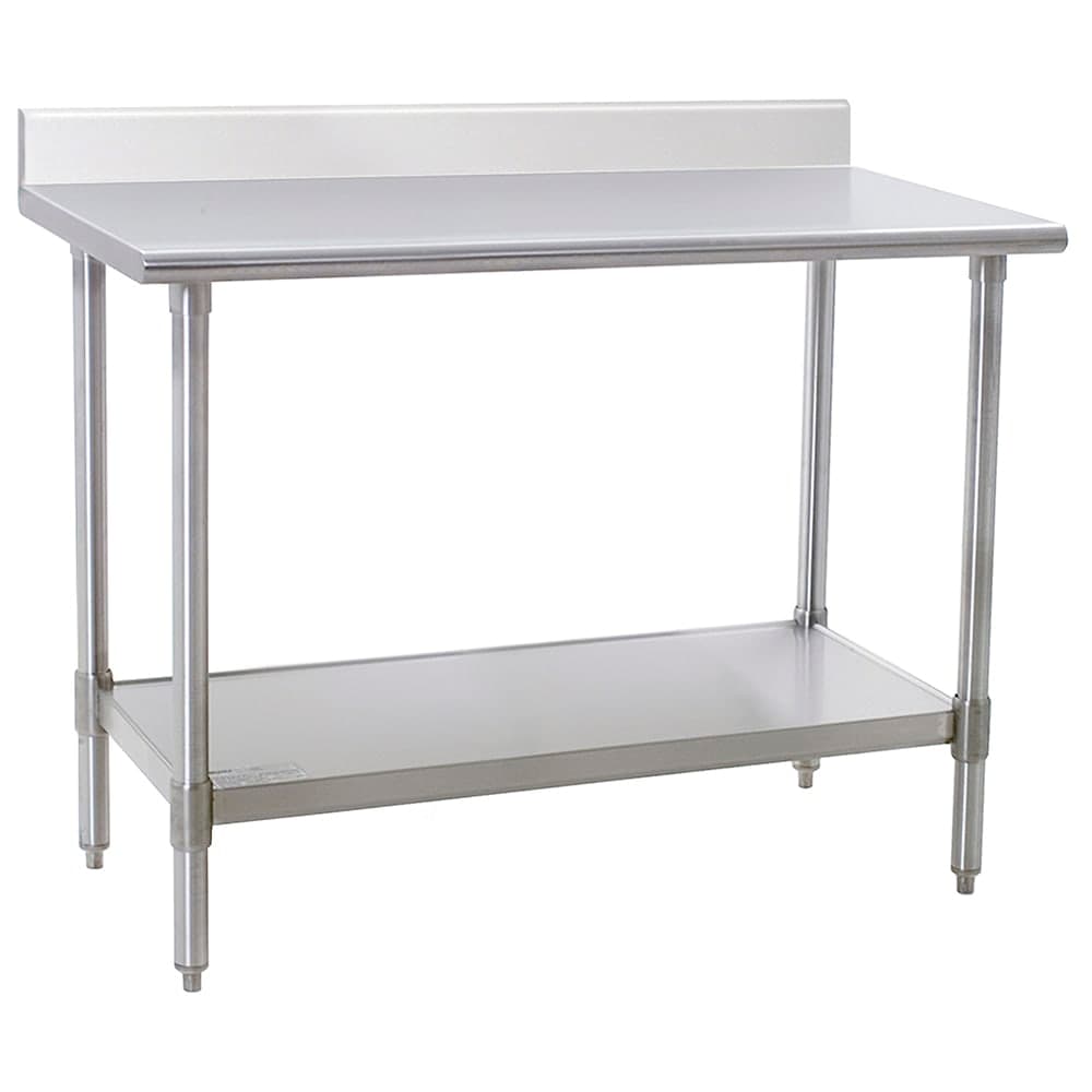 Eagle Group T2448SEB-BS 48" 14 ga Work Table w/ Undershelf & 300 Series Stainless Top, 4 1/2" Backsplash