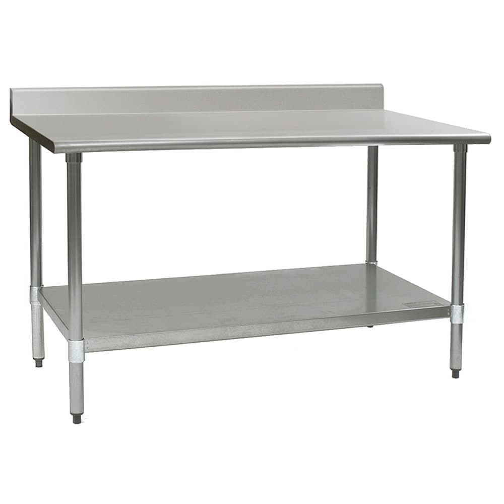 Eagle Group T2460B-BS 60" 16 ga Work Table w/ Undershelf & 430 Series Stainless Top, 4 1/2" Backsplash