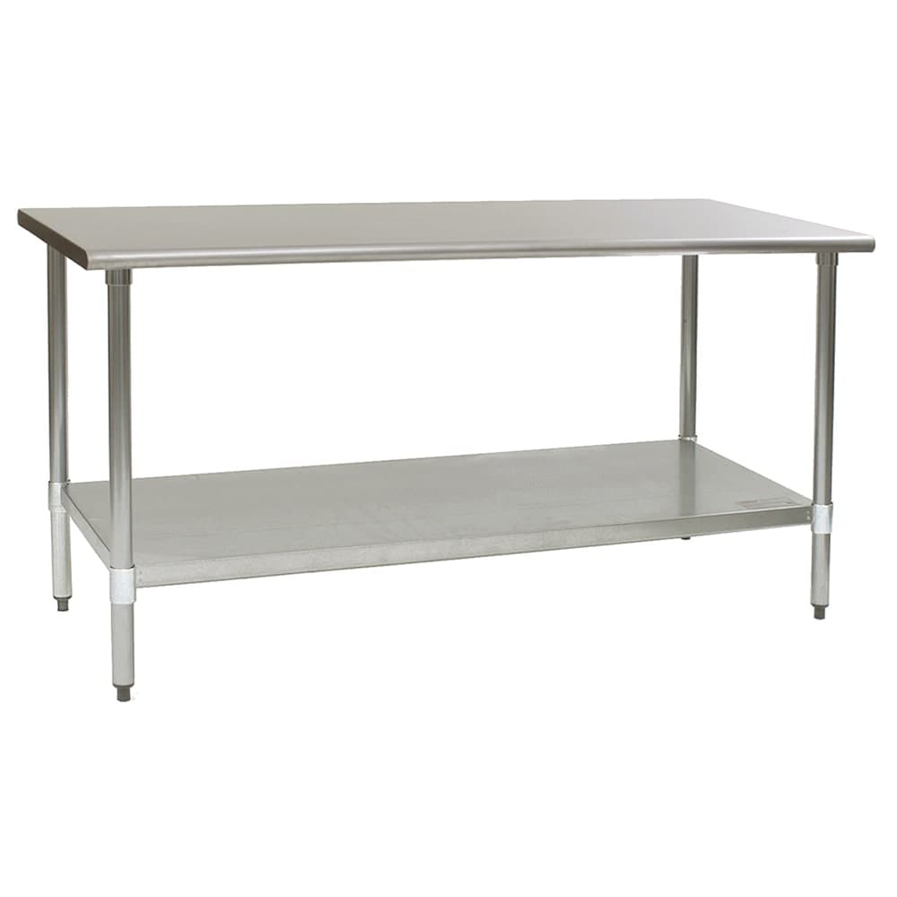 Eagle Group T2472B 72" 16 ga Work Table w/ Undershelf & 430 Series Stainless Flat Top