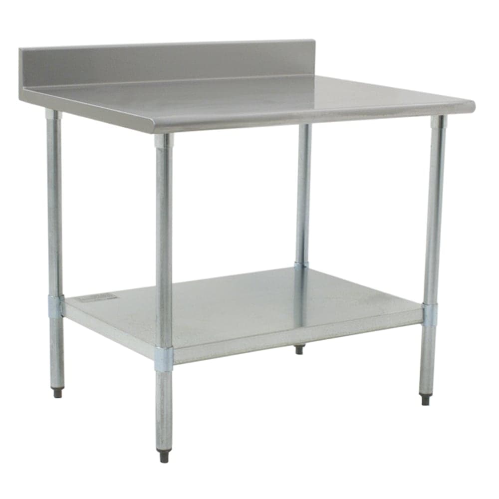 Eagle Group T3036B-BS 36" 16 ga Work Table w/ Undershelf & 430 Series Stainless Top, 4 1/2" Backsplash