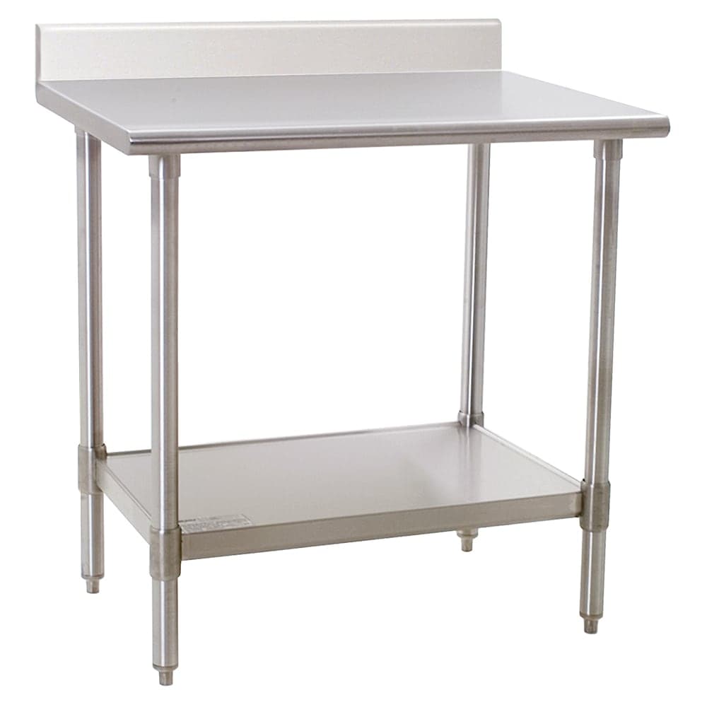 Eagle Group T3036SEB-BS 36" 16 ga Work Table w/ Undershelf & 300 Series Stainless Top, 4 1/2" Backsplash