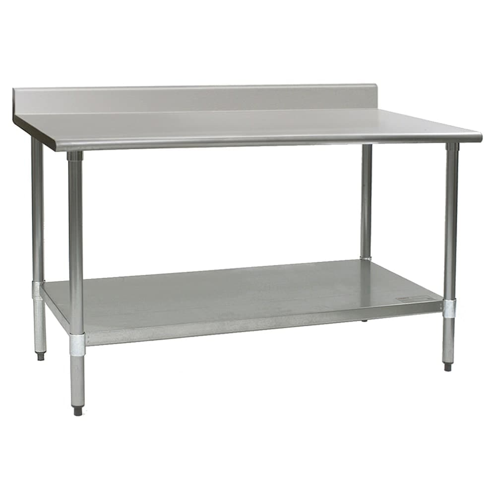 Eagle Group T3060B-BS 60" 16 ga Work Table w/ Undershelf & 430 Series Stainless Top, 4 1/2" Backsplash